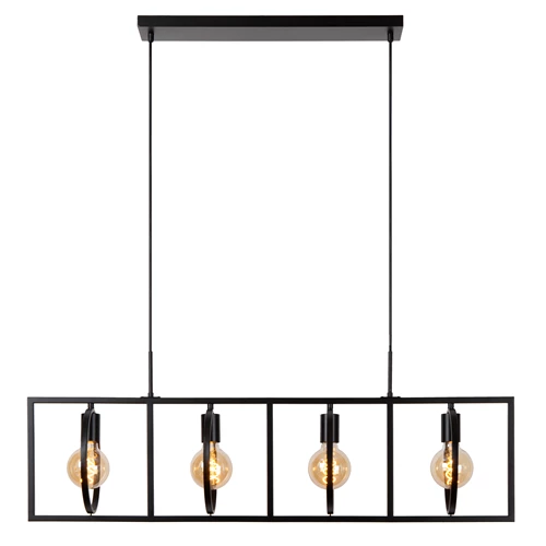 Lucide SUUS - Lámpara colgante - 4xE27 - Negro - detalle 6